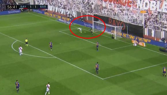 Barcelona vs. Rayo Vallecano: culés fueron sorprendidos con este gol para el 2-1. (Foto: captura)