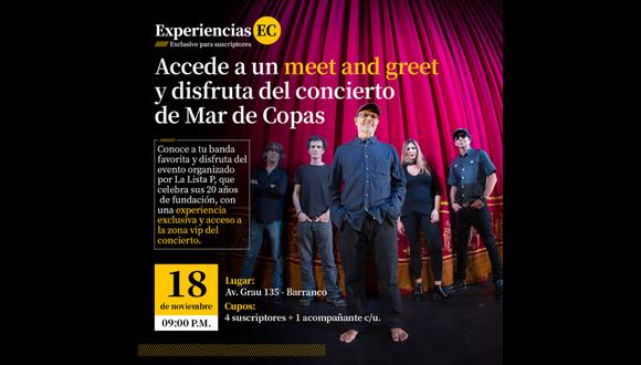 Los suscriptores de El Comercio podrán disfrutar de un concierto de Mar de Copas. (Foto: EC)