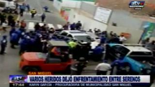 Pelea entre serenos de Lima y San Miguel deja ocho heridos