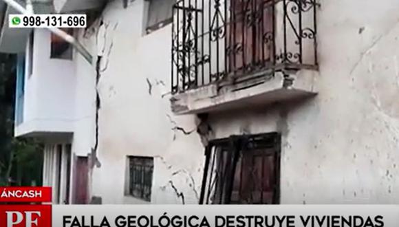 Varias viviendas sufrieron graves daños producto de una reptación de suelo ocurrida en el distrito ancashino de Pomabamba | Captura América TV