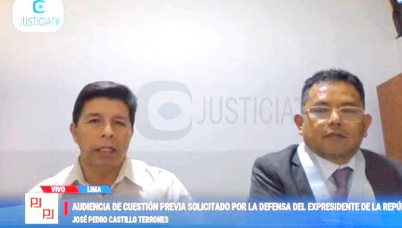 Pedro Castillo: “Mi derecho a la defensa y a las pruebas ha sido vulnerado por este Congreso”. Foto: captura Justicia TV