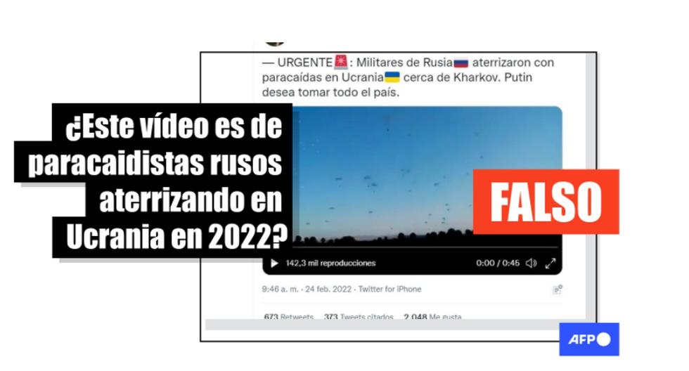 El video de decenas de paracaidistas no muestra la operación militar rusa en Ucrania de 2022.
