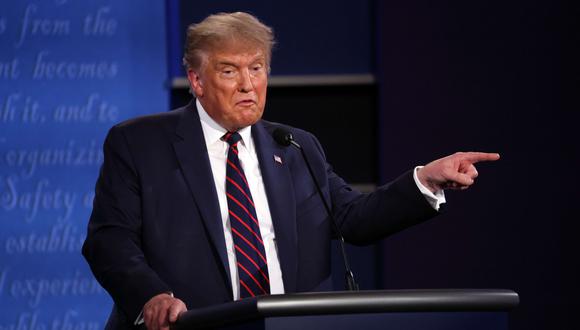 El presidente de Estados Unidos, Donald Trump, participa en el primer debate presidencial contra Joe Biden en Cleveland, Ohio. (Scott Olson/Getty Images/AFP).