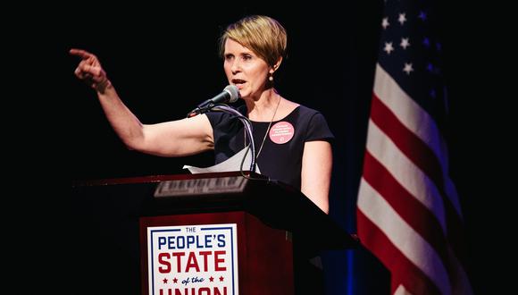 La actriz estadounidense Cynthia Nixon durante el evento "The People's State of Union", en Nueva York (Estados Unidos), el 29 de enero de 2018. Nixon, conocida por su papel en la película 'Sexo en Nueva York' ha anunciado hoy, 19 de marzo de 2018, su candidatura a gobernadora de Nueva York. (Foto: EFE)