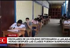 Iquitos: suspenden clases presenciales en colegio que reinicio labores