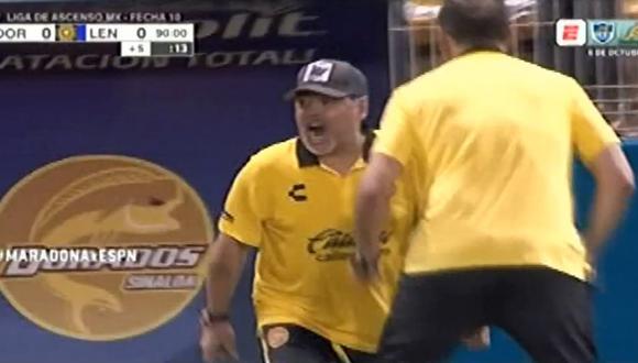 Diego Maradona sufrió y celebró al final. Dorados ganó en casa. (Video: ESPN)