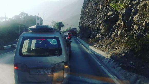 Congestión vehicular en Carretera Central por Fiestas Patrias. (Foto: Twitter/@DeviandesPeru)