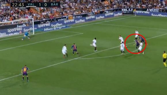 Barcelona vs. Valencia: Lionel Messi marcó golazo para el empate 1-1 en Mestalla | VIDEO. (Foto: Captura de pantalla)