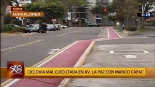 Miraflores: ciclistas en riesgo por desvío de ciclovía