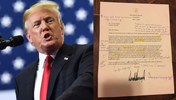 Facebook | Maestra corrige errores de una carta firmada por Donald Trump. (Foto: AFP / Facebook)