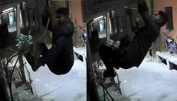 Un ladrón realizó movimientos parecidos a Spider-Man para robar anillos y un teléfono de una casa. (Foto: Twitter / @Surender FX).