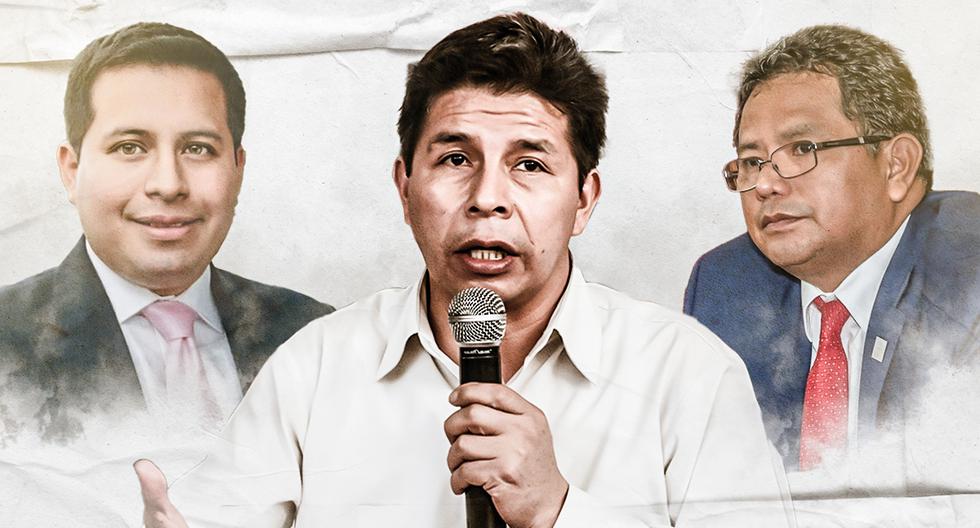 Pedro Castillo y sus dos abogados más mediáticos: Benji Espinoza y Eduardo Pachas.