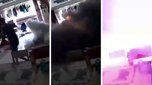 Un padre y su hija casi terminan heridos tras la explosión de un scooter eléctrico. El video del hecho se hizo viral en YouTube. (Capturas de pantallas)