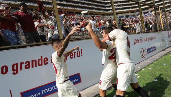 Así celebró Aldo Corzo tras convertir el 1-0 en el Estadio Monumental | Foto: Fernando Sangama/GEC
