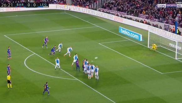 Lionel Messi y una nueva obra de arte: golazo de tiro libre ante el Leganés. (Foto: Captura de video)