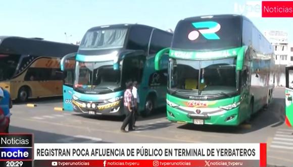Este domingo 24 de diciembre, en la víspera de la celebración de la Navidad en el Perú, se registró poca afluencia de pasajeros en el terminal terrestre de Yerbateros. (Foto: TV Perú)