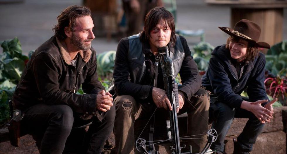 Andrew Lincoln es Rick Grimes, Norman Reedus es Daryl Dixon y Chandler Riggs es Carl en 'The Walking Dead' (Foto: AMC)
