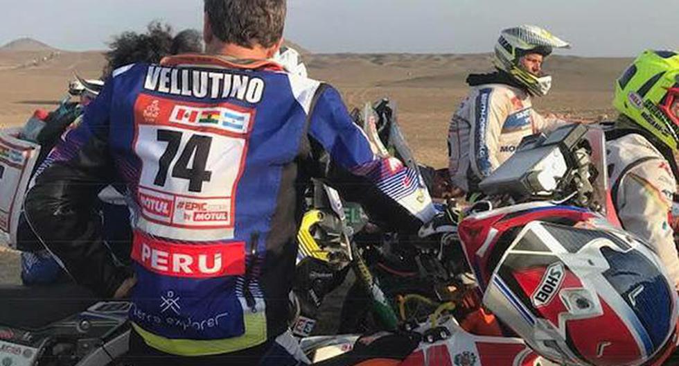 Carlo Vellutino se encontraba remolcando a una motocicleta de un competidor cuando esta lo arrastró a los rieles de un tren. Dos días después no pudo seguir. (Foto: Carlo Vellutino)