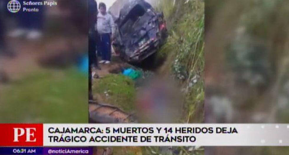 Caída de combi al abismo dejó 5 muertos y 14 heridos (Captura: América Noticias)