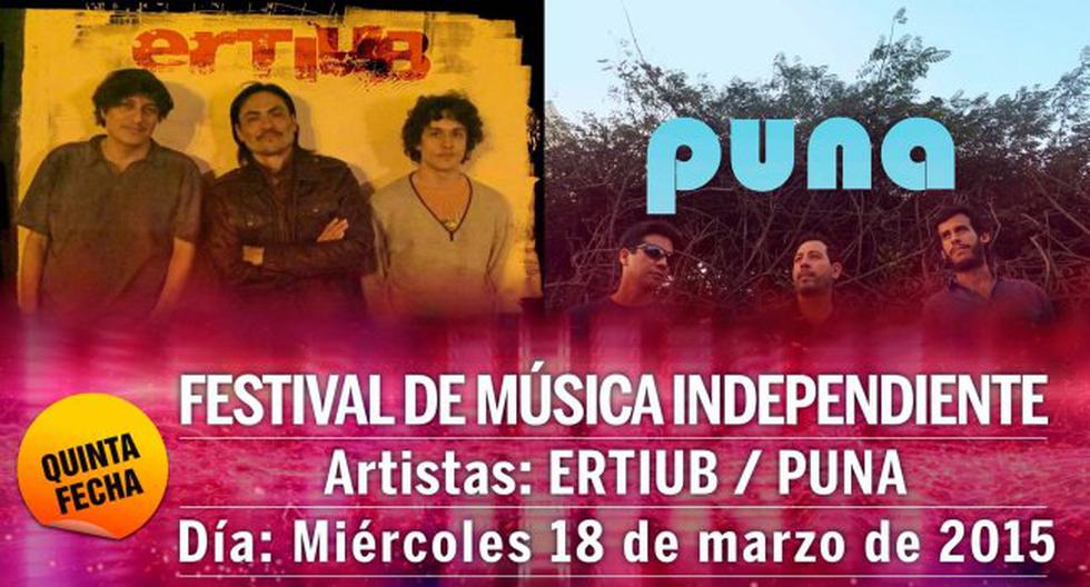 Quinta fecha del Festival de Música Independiente será con Ertiub  y Puna. (Foto: Facebook)
