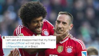 Dante y su sentido tuit por la ausencia Ribéry en el Mundial