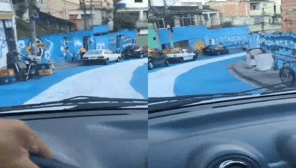 Conoce y mira cómo quedó un barrio carioca muralizado con los colores de Argentina en pleno Qatar 2022. (Imagen: Captura de video Twitter @favelacaiunofa1)