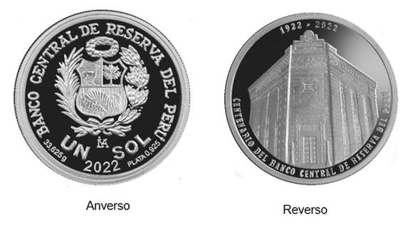 Moneda de plata por el centenario de la entidad monetaria. (Foto: BCR)