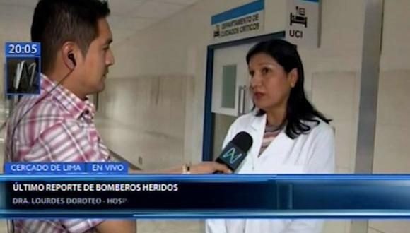 Representante del hospital Guillermo Almenara detalló sobre situación de bomberos heridos durante incendio en Villa El Salvador. (Foto: Canal N)