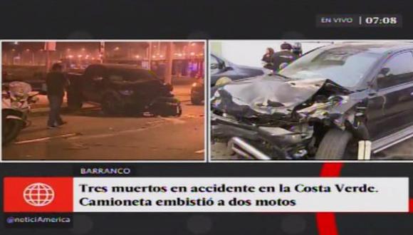 Costa Verde: tres muertos y un herido dejó choque en Barranco
