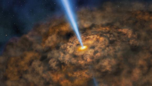 Representación artística de un agujero negro. (NASA/SOFIA/Lynette Cook)