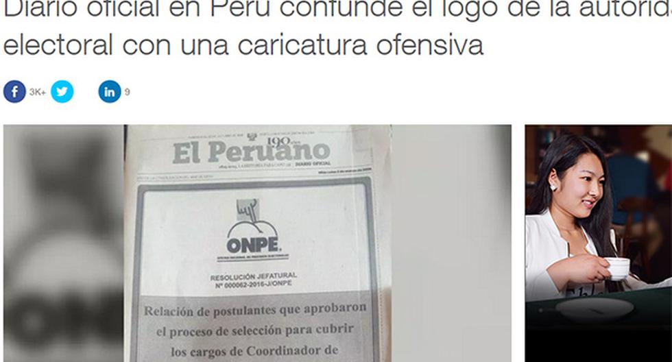 CNN en Español tituló así error del diario El Peruano en logo de la ONPE. (Foto: CNN en Español)