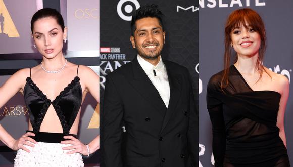 Ana de Armas (izquierda), Tenoch Huerta (centro) y Jenna Ortega (derecha) son algunos de los actores latinos que han destacado en Hollywood durante el 2022. (Fotos: AFP)