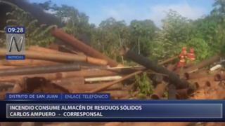 Loreto: incendio afecta almacén de residuos sólidos en Iquitos