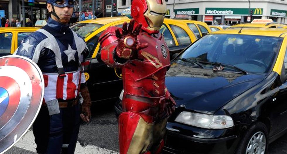 Iron Man y el Capitán América protestan contra Uber en Argentina. (Foto: Captura de YouTube)