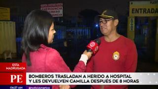 Trasladan a herido a hospital y devuelven la camilla luego de 8 horas