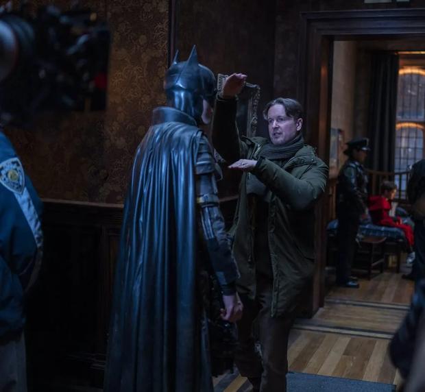 Robert Pattinson and Matt Reeves on the set of The Batman.  Photos by Jonathan Olley/DC Comics