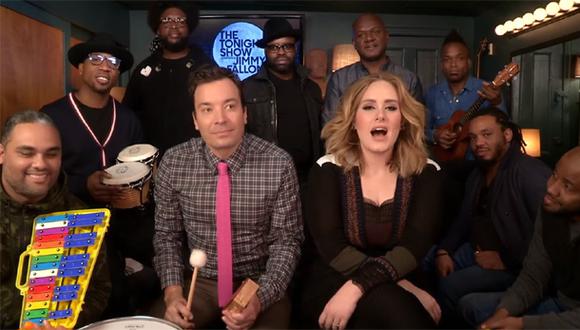 Adele y Jimmy Fallon cantan "Hello" como una orquesta infantil