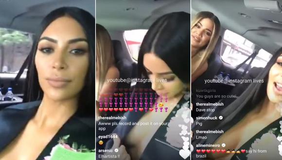 Kim Kardashian y su hermana Khloe durante su primera transmisión en Instagram Live. (Foto: Captura de pantalla)