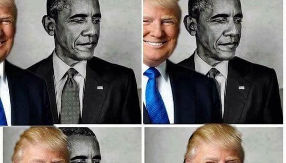 El meme que retuiteó Donald Trump eclipsando a Barack Obama.