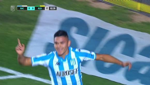 Carlos Alcaraz anotó la ventaja de Racing Club sobre Aldosivi. (Foto: Captura ESPN)