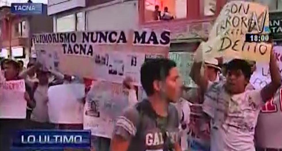 Protestaron contra Keiko Fujimori en Tacna. (Foto: Captura)