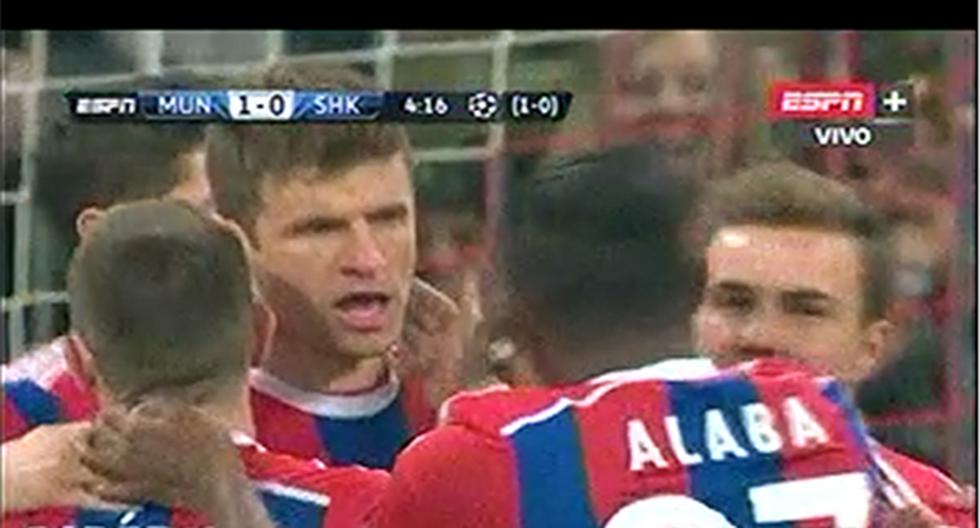 Bayern Munich abrió rápido el marcador ante el Shakhtar Donetsk (Foto: Captura)
