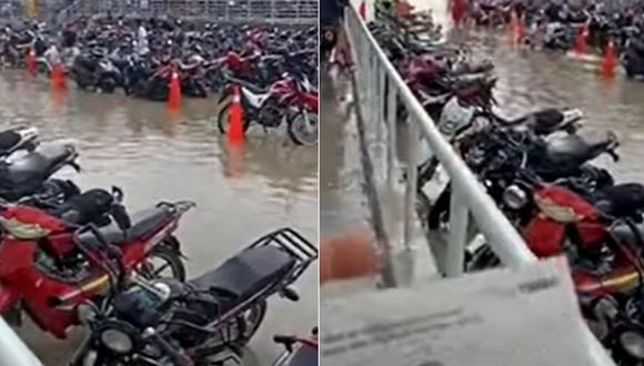 El estacionamiento del Mall Aventura de Iquitos se vio afectado por las lluvias registradas en esa ciudad en los últimos días | Captura de video / Buenos Días Perú