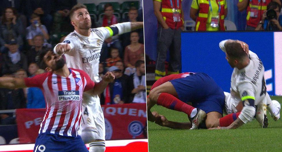 Sergio Ramos le aplicó un duro codazo a Diego Costa. (Foto: captura ESPN)