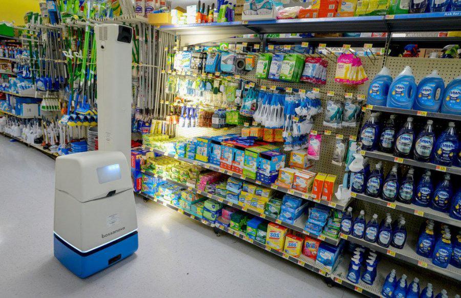 Robot escanea los pasillos de un local de Walmart. (Foto: Bossa Nova)