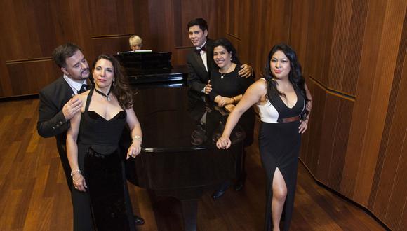 Vocalistas nacionales Luis Cansino, María Rodríguez, Andrés Veramendi, Josefina Brivio y Marielly Minaya.