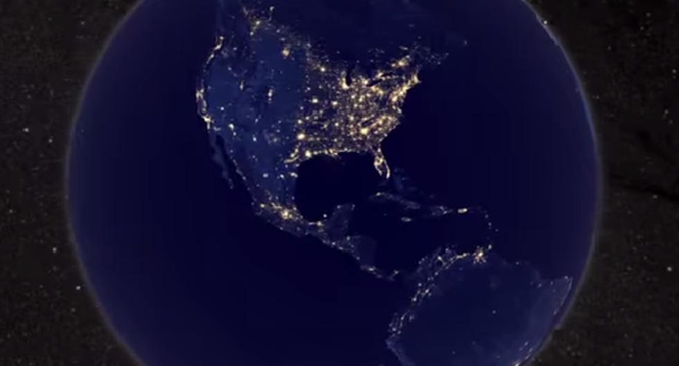 Así se ilumina el mundo en las fiestas, según muestra la NASA. (Foto: Captura de YouTube)