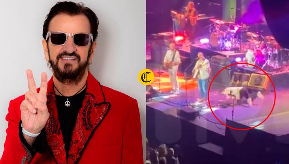 Ringo Starr sufre caída en el escenario cuando interpretaba 'Give Peace a Chance' en Nuevo México | Foto: Instagram de Ringo Starr / TMZ (Captura de video) / Composición EC