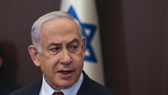 El primer ministro israelí, Benjamín Netanyahu, asiste a la reunión semanal del gabinete en la oficina del primer ministro en Jerusalén, el 10 de diciembre de 2023. (Jerusalén) EFE/EPA/RONEN ZVULUN/POOL