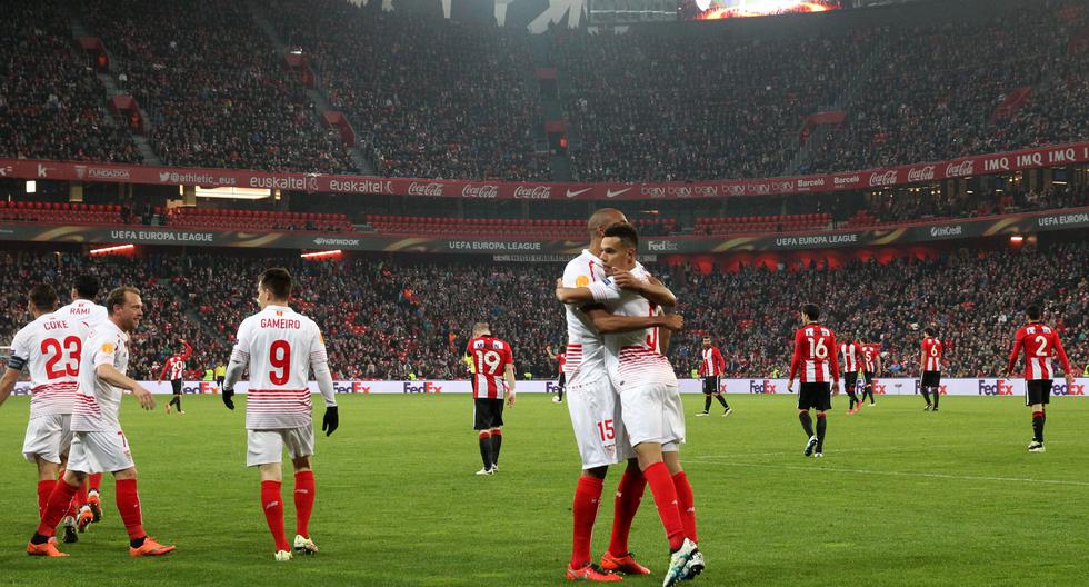 Sevilla revirtió el marcador y derrotó al Athletic de Bilbao por Europa League. (Foto: EFE)
